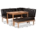 Baxton Studio Daymond Mid-Century Modern Dark Brown Faux Leather Upholstered and Walnut Brown Finished Wood 4-Piece Dining Nook Set - BSOBBT8051.12-Dark Brown/Walnut-4PC Dining Nook Set