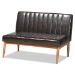 Baxton Studio Daymond Mid-Century Modern Dark Brown Faux Leather Upholstered and Walnut Brown Finished Wood 3-Piece Dining Nook Set - BSOBBT8051.12-Dark Brown/Walnut-3PC Dining Nook Set