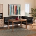 Baxton Studio Daymond Mid-Century Modern Dark Brown Faux Leather Upholstered and Walnut Brown Finished Wood 3-Piece Dining Nook Set - BSOBBT8051.12-Dark Brown/Walnut-3PC Dining Nook Set
