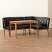 Baxton Studio Daymond Mid-Century Modern Dark Brown Faux Leather Upholstered and Walnut Brown Finished Wood 3-Piece Dining Nook Set - BSOBBT8051.12-Dark Brown/Walnut-3PC Dining Nook Set