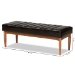 Baxton Studio Daymond Mid-Century Modern Dark Brown Faux Leather Upholstered and Walnut Brown Finished Wood Dining Bench - BSOBBT8051.12-Dark Brown/Walnut-Bench