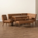 Baxton Studio Daymond Mid-Century Modern Tan Faux Leather Upholstered and Walnut Brown Finished Wood 5-Piece Dining Nook Set - BSOBBT8051.12-Tan/Walnut-5PC Dining Nook Set