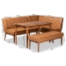 Baxton Studio Daymond Mid-Century Modern Tan Faux Leather Upholstered and Walnut Brown Finished Wood 4-Piece Dining Nook Set - BSOBBT8051.12-Tan/Walnut-4PC Dining Nook Set