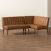 Baxton Studio Daymond Mid-Century Modern Tan Faux Leather Upholstered and Walnut Brown Finished Wood 2-Piece Dining Nook Banquette Set - BSOBBT8051.12-Tan/Walnut-2PC SF Bench