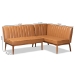 Baxton Studio Daymond Mid-Century Modern Tan Faux Leather Upholstered and Walnut Brown Finished Wood 2-Piece Dining Nook Banquette Set - BSOBBT8051.12-Tan/Walnut-2PC SF Bench