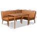 Baxton Studio Daymond Mid-Century Modern Tan Faux Leather Upholstered and Walnut Brown Finished Wood 3-Piece Dining Nook Set - BSOBBT8051.12-Tan/Walnut-3PC Dining Nook Set