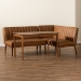 Baxton Studio Daymond Mid-Century Modern Tan Faux Leather Upholstered and Walnut Brown Finished Wood 3-Piece Dining Nook Set - BSOBBT8051.12-Tan/Walnut-3PC Dining Nook Set