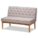 Baxton Studio Riordan Mid-Century Modern Grey Fabric Upholstered and Walnut Brown Finished Wood 5-Piece Dining Nook Set - BSOBBT8051.13-Grey/Walnut-5PC Dining Nook Set
