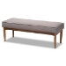 Baxton Studio Riordan Mid-Century Modern Grey Fabric Upholstered and Walnut Brown Finished Wood 5-Piece Dining Nook Set - BSOBBT8051.13-Grey/Walnut-5PC Dining Nook Set