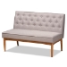 Baxton Studio Riordan Mid-Century Modern Grey Fabric Upholstered and Walnut Brown Finished Wood 2-Piece Dining Nook Banquette Set - BSOBBT8051.13-Grey/Walnut-2PC SF Bench