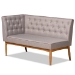 Baxton Studio Riordan Mid-Century Modern Grey Fabric Upholstered and Walnut Brown Finished Wood 2-Piece Dining Nook Banquette Set - BSOBBT8051.13-Grey/Walnut-2PC SF Bench