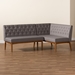 Baxton Studio Riordan Mid-Century Modern Grey Fabric Upholstered and Walnut Brown Finished Wood 2-Piece Dining Nook Banquette Set - BSOBBT8051.13-Grey/Walnut-2PC SF Bench