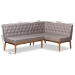 Baxton Studio Riordan Mid-Century Modern Grey Fabric Upholstered and Walnut Brown Finished Wood 2-Piece Dining Nook Banquette Set - BSOBBT8051.13-Grey/Walnut-2PC SF Bench