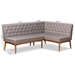 Baxton Studio Riordan Mid-Century Modern Grey Fabric Upholstered and Walnut Brown Finished Wood 2-Piece Dining Nook Banquette Set - BSOBBT8051.13-Grey/Walnut-2PC SF Bench