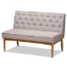 Baxton Studio Riordan Mid-Century Modern Grey Fabric Upholstered and Walnut Brown Finished Wood 3-Piece Dining Nook Set - BSOBBT8051.13-Grey/Walnut-3PC Dining Nook Set