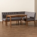 Baxton Studio Riordan Mid-Century Modern Grey Fabric Upholstered and Walnut Brown Finished Wood 3-Piece Dining Nook Set - BSOBBT8051.13-Grey/Walnut-3PC Dining Nook Set