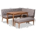 Baxton Studio Riordan Mid-Century Modern Grey Fabric Upholstered and Walnut Brown Finished Wood 4-Piece Dining Nook Set - BSOBBT8051.13-Grey/Walnut-4PC Dining Nook Set