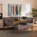 Baxton Studio Riordan Mid-Century Modern Grey Fabric Upholstered and Walnut Brown Finished Wood 4-Piece Dining Nook Set - BSOBBT8051.13-Grey/Walnut-4PC Dining Nook Set