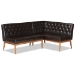 Baxton Studio Riordan Mid-Century Modern Dark Brown Faux Leather Upholstered and Walnut Brown Finished Wood 2-Piece Dining Nook Banquette Set