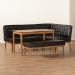 Baxton Studio Riordan Mid-Century Modern Dark Brown Faux Leather Upholstered and Walnut Brown Finished Wood 4-Piece Dining Nook Set - BSOBBT8051.13-Dark Brown/Walnut-4PC Dining Nook Set