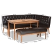Baxton Studio Riordan Mid-Century Modern Dark Brown Faux Leather Upholstered and Walnut Brown Finished Wood 4-Piece Dining Nook Set - BSOBBT8051.13-Dark Brown/Walnut-4PC Dining Nook Set