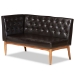 Baxton Studio Riordan Mid-Century Modern Dark Brown Faux Leather Upholstered and Walnut Brown Finished Wood 4-Piece Dining Nook Set - BSOBBT8051.13-Dark Brown/Walnut-4PC Dining Nook Set