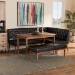 Baxton Studio Riordan Mid-Century Modern Dark Brown Faux Leather Upholstered and Walnut Brown Finished Wood 4-Piece Dining Nook Set - BSOBBT8051.13-Dark Brown/Walnut-4PC Dining Nook Set