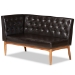 Baxton Studio Riordan Mid-Century Modern Dark Brown Faux Leather Upholstered and Walnut Brown Finished Wood 2-Piece Dining Nook Banquette Set - BSOBBT8051.13-Dark Brown/Walnut-2PC SF Bench
