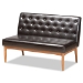 Baxton Studio Riordan Mid-Century Modern Dark Brown Faux Leather Upholstered and Walnut Brown Finished Wood 2-Piece Dining Nook Banquette Set - BSOBBT8051.13-Dark Brown/Walnut-2PC SF Bench