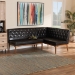 Baxton Studio Riordan Mid-Century Modern Dark Brown Faux Leather Upholstered and Walnut Brown Finished Wood 2-Piece Dining Nook Banquette Set - BSOBBT8051.13-Dark Brown/Walnut-2PC SF Bench