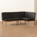 Baxton Studio Riordan Mid-Century Modern Dark Brown Faux Leather Upholstered and Walnut Brown Finished Wood 2-Piece Dining Nook Banquette Set - BSOBBT8051.13-Dark Brown/Walnut-2PC SF Bench