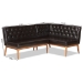 Baxton Studio Riordan Mid-Century Modern Dark Brown Faux Leather Upholstered and Walnut Brown Finished Wood 2-Piece Dining Nook Banquette Set - BSOBBT8051.13-Dark Brown/Walnut-2PC SF Bench