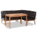 Baxton Studio Riordan Mid-Century Modern Dark Brown Faux Leather Upholstered and Walnut Brown Finished Wood 3-Piece Dining Nook Set - BSOBBT8051.13-Dark Brown/Walnut-3PC Dining Nook Set