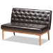 Baxton Studio Riordan Mid-Century Modern Dark Brown Faux Leather Upholstered and Walnut Brown Finished Wood 3-Piece Dining Nook Set - BSOBBT8051.13-Dark Brown/Walnut-3PC Dining Nook Set