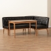 Baxton Studio Riordan Mid-Century Modern Dark Brown Faux Leather Upholstered and Walnut Brown Finished Wood 3-Piece Dining Nook Set - BSOBBT8051.13-Dark Brown/Walnut-3PC Dining Nook Set