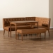 Baxton Studio Riordan Mid-Century Modern Tan Faux Leather Upholstered and Walnut Brown Finished Wood 4-Piece Dining Nook Set - BSOBBT8051.13-Tan/Walnut-4PC Dining Nook Set