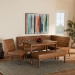 Baxton Studio Riordan Mid-Century Modern Tan Faux Leather Upholstered and Walnut Brown Finished Wood 5-Piece Dining Nook Set - BSOBBT8051.13-Tan/Walnut-5PC Dining Nook Set