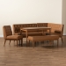 Baxton Studio Riordan Mid-Century Modern Tan Faux Leather Upholstered and Walnut Brown Finished Wood 5-Piece Dining Nook Set - BSOBBT8051.13-Tan/Walnut-5PC Dining Nook Set