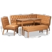 Baxton Studio Riordan Mid-Century Modern Tan Faux Leather Upholstered and Walnut Brown Finished Wood 5-Piece Dining Nook Set - BSOBBT8051.13-Tan/Walnut-5PC Dining Nook Set