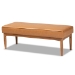 Baxton Studio Riordan Mid-Century Modern Tan Faux Leather Upholstered and Walnut Brown Finished Wood 5-Piece Dining Nook Set - BSOBBT8051.13-Tan/Walnut-5PC Dining Nook Set