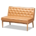 Baxton Studio Riordan Mid-Century Modern Tan Faux Leather Upholstered and Walnut Brown Finished Wood 2-Piece Dining Nook Banquette Set - BSOBBT8051.13-Tan/Walnut-2PC SF Bench