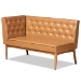 Baxton Studio Riordan Mid-Century Modern Tan Faux Leather Upholstered and Walnut Brown Finished Wood 2-Piece Dining Nook Banquette Set - BSOBBT8051.13-Tan/Walnut-2PC SF Bench