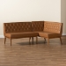 Baxton Studio Riordan Mid-Century Modern Tan Faux Leather Upholstered and Walnut Brown Finished Wood 2-Piece Dining Nook Banquette Set - BSOBBT8051.13-Tan/Walnut-2PC SF Bench