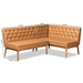 Baxton Studio Riordan Mid-Century Modern Tan Faux Leather Upholstered and Walnut Brown Finished Wood 2-Piece Dining Nook Banquette Set - BSOBBT8051.13-Tan/Walnut-2PC SF Bench