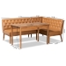 Baxton Studio Riordan Mid-Century Modern Tan Faux Leather Upholstered and Walnut Brown Finished Wood 3-Piece Dining Nook Set - BSOBBT8051.13-Tan/Walnut-3PC Dining Nook Set