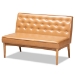 Baxton Studio Riordan Mid-Century Modern Tan Faux Leather Upholstered and Walnut Brown Finished Wood 3-Piece Dining Nook Set - BSOBBT8051.13-Tan/Walnut-3PC Dining Nook Set