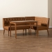 Baxton Studio Riordan Mid-Century Modern Tan Faux Leather Upholstered and Walnut Brown Finished Wood 3-Piece Dining Nook Set - BSOBBT8051.13-Tan/Walnut-3PC Dining Nook Set