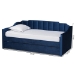 Baxton Studio Lennon Modern and Contemporary Navy Blue Velvet Fabric Upholstered Twin Size Daybed with Trundle - BSOCF9172-Navy Blue Velvet-Daybed-T/T