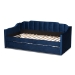 Baxton Studio Lennon Modern and Contemporary Navy Blue Velvet Fabric Upholstered Twin Size Daybed with Trundle - BSOCF9172-Navy Blue Velvet-Daybed-T/T