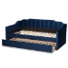 Baxton Studio Lennon Modern and Contemporary Navy Blue Velvet Fabric Upholstered Twin Size Daybed with Trundle - BSOCF9172-Navy Blue Velvet-Daybed-T/T